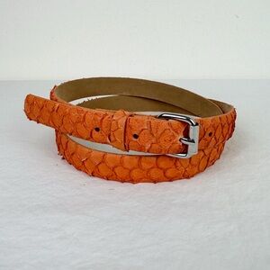 Ann Taylor Faux Snake Skin Orange Leather Belt